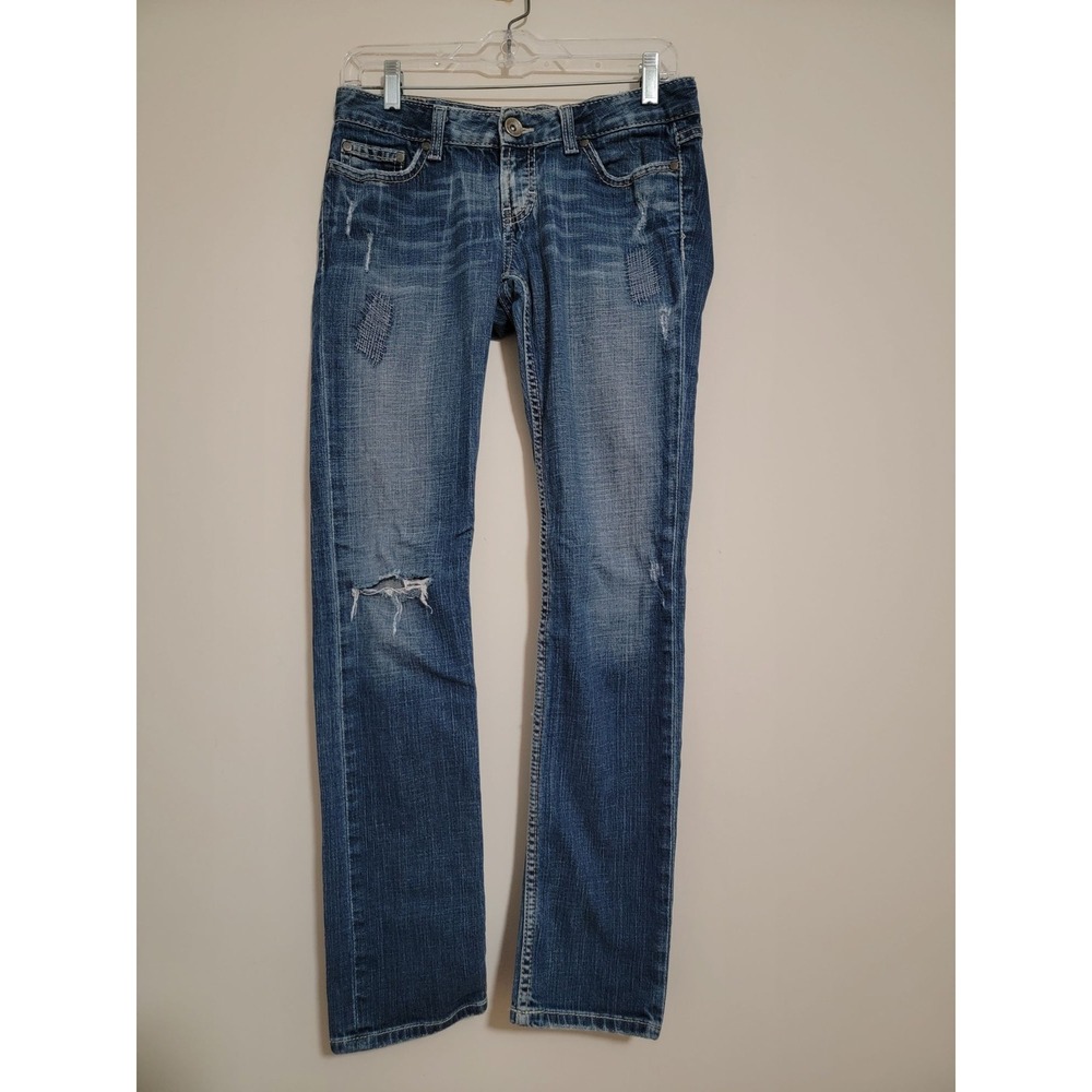 BKE Denim Women's Jeans 27x31.5 Straight‎ Distressed Medium Wash